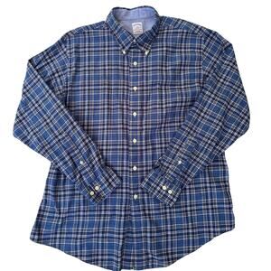 Brooks Brothers Shirt Mens XL Blue Slim Fit The Original Polo Button Long Sleeve